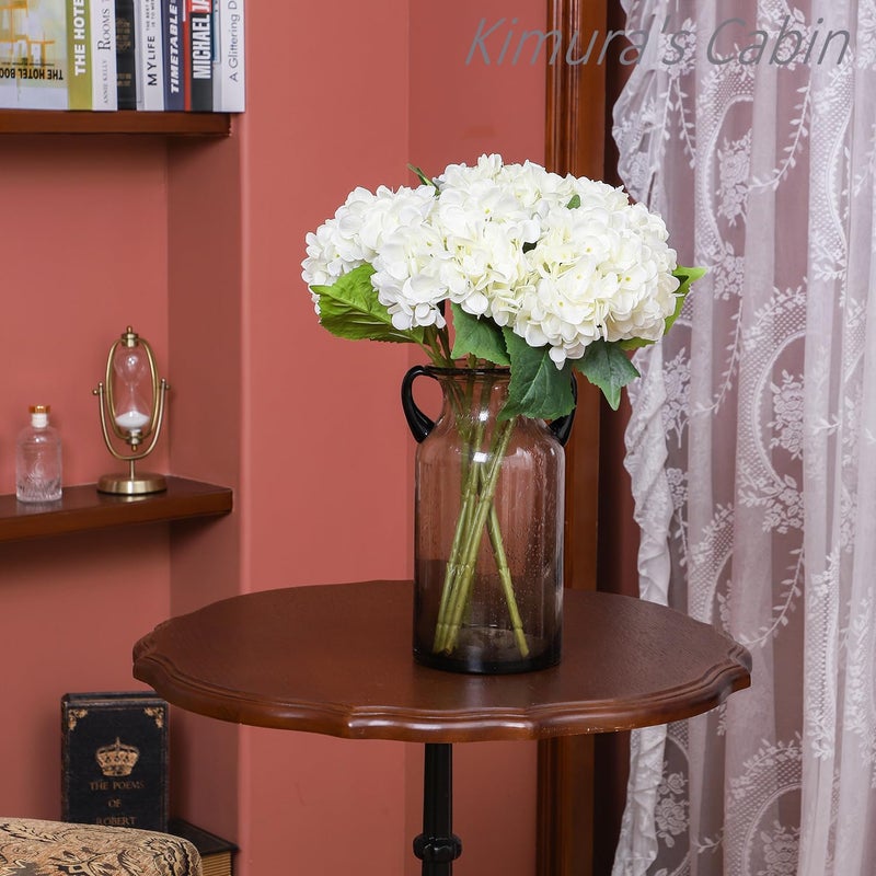 Kimura's Cabin 6Pcs Fake White Hydrangea Flowers Artificial Silk Hydrangeas with Stems Faux Hydrangea Bouquets for Home Wedding Party Table Core Decoration (White, Pack of 6) - Image 4